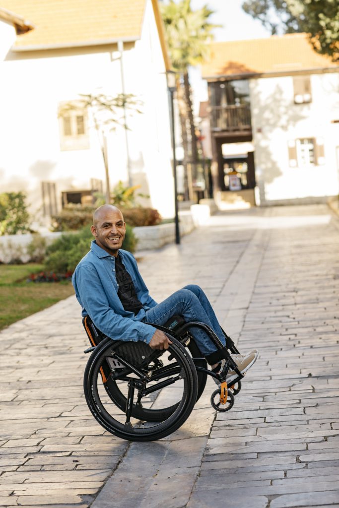Man on wheelchair and SoftWheel wheels